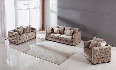 Moscow Sofa Sets in Luxurious Mink Velvet with Chesterfield Detailing – 1, 2 & 3 Seater Options - UK Luxury Furniture